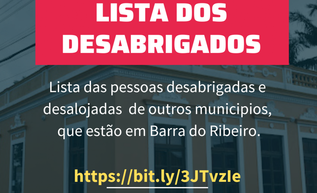 Lista de desabrigados de Barra do Ribeiro