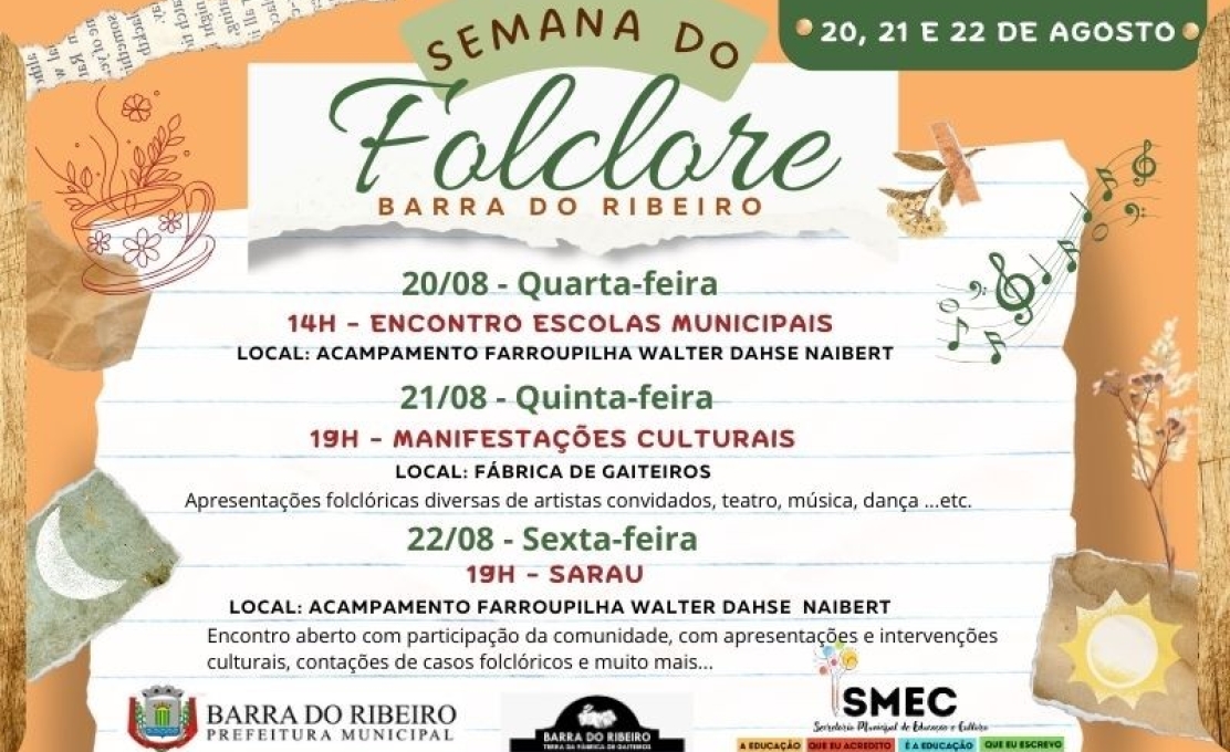 Semana do Folclore de Barra do Ribeiro - 20, 21 e 22 de agosto