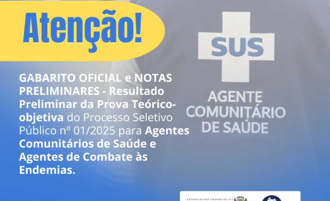 Gabarito oficial e as notas preliminares da prova teórico-objetiva do Processo Seletivo Públic...